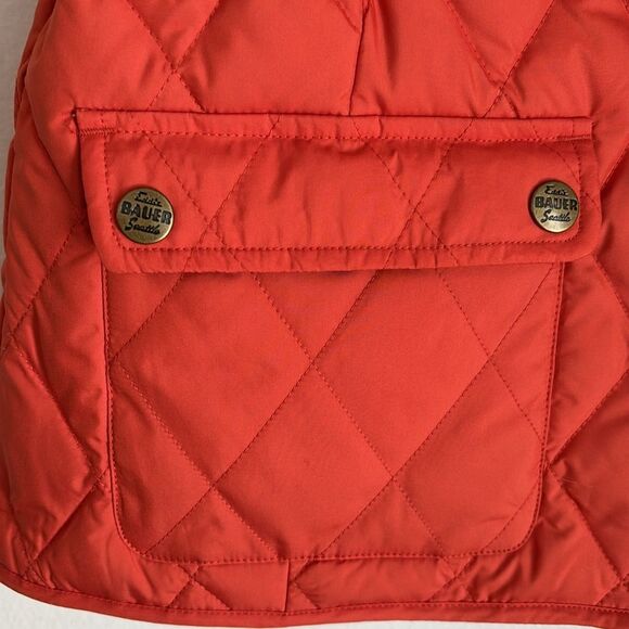 Eddie Bauer Button Down Goose Down Quilted Vest Womens Small Orange preppy EUC! - Picture 4 of 12